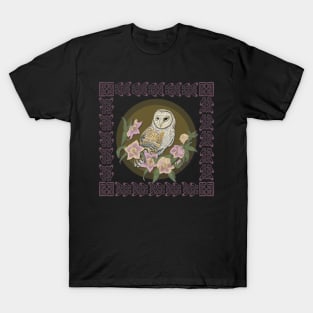 Celtic Barn Owl with Hellebore T-Shirt